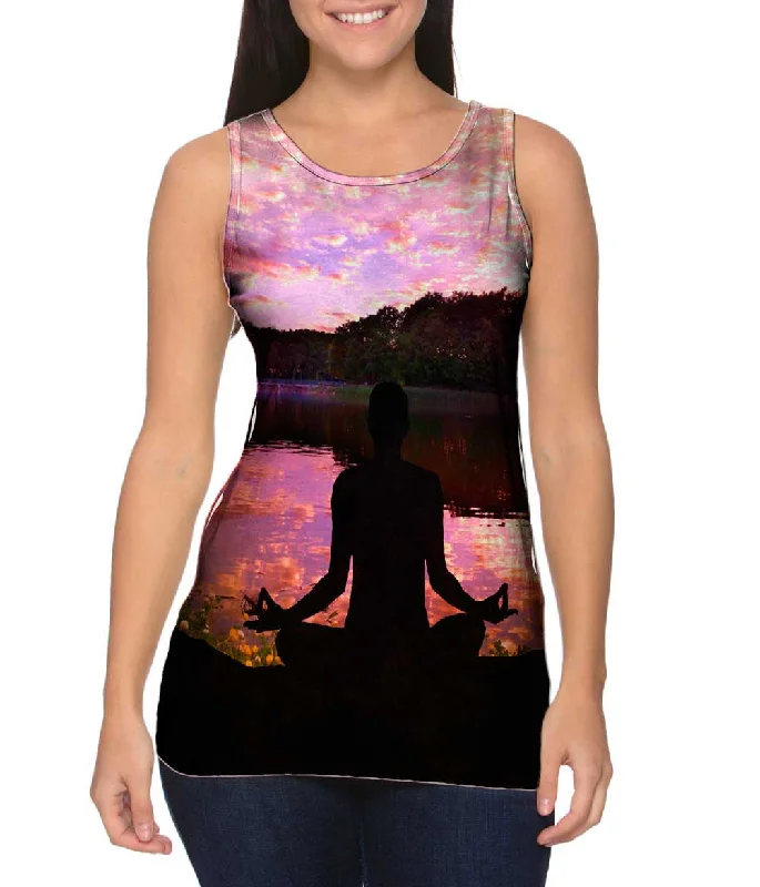 V - Neck Women's Moisture - Wicking Tank Tops for RunningLake Meditation