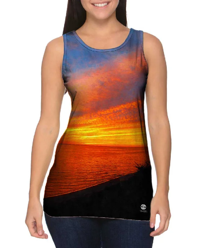 Mock Neck Women's Performance Tank Tops for CyclingLast Sundays Sunset