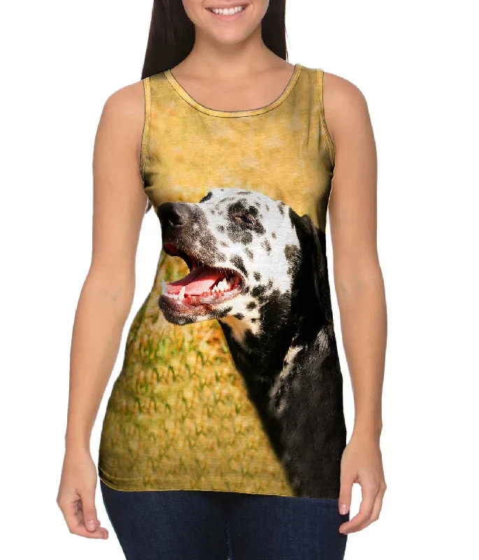 Plus Size Women's Puff - Sleeve Tank Tops in Pastel HuesLaughing Dalmation