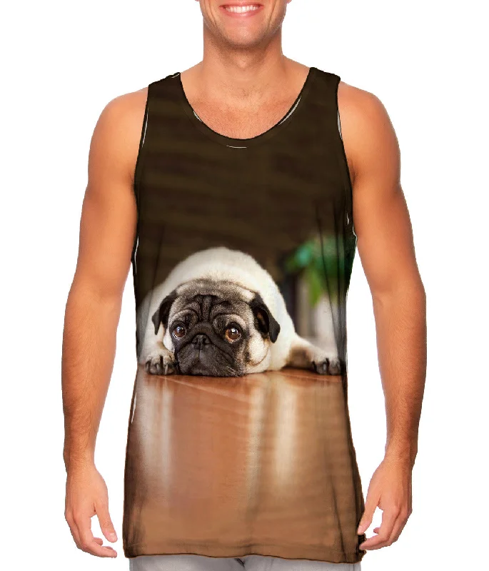 Plus Size Women's Side - Slit Tank Tops in Metallic ShadesLaying Around Pug