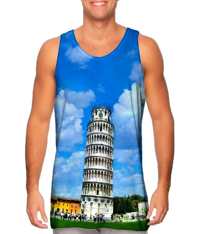 Mock Neck Women's Performance Tank Tops for CyclingLeaning Tower Of Pisa