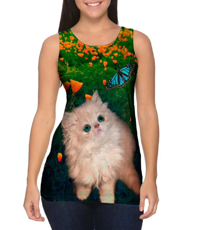 Women's Longline Tank Tops with Abstract PrintsLearning Kitten