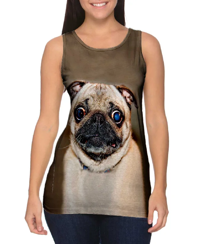 Scoop Neck Women's Linen Blend Tank Tops for SummerLeast Photogenic Award Pug