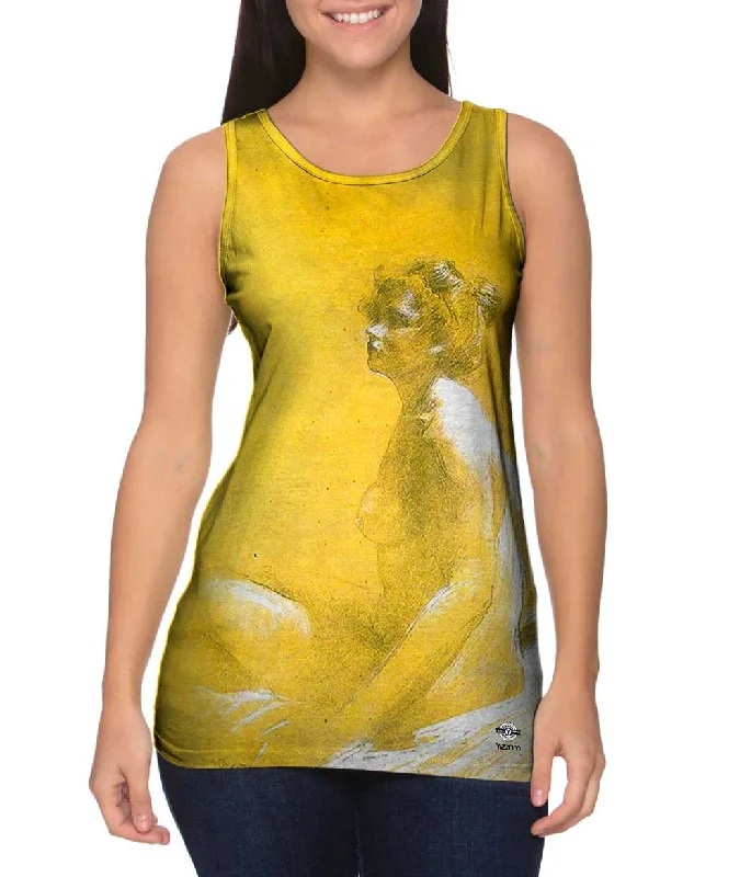 Plus Size Women's Ruffled Hem Tank Tops with Floral PrintsLeon Bakst - "Model" (1905)