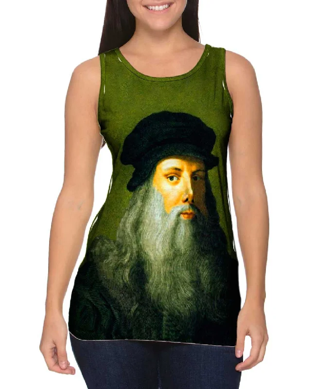 Plus Size Women's Puff - Sleeve Tank Tops in Pastel HuesLeonardo Da Vinci - "Self Portrait"