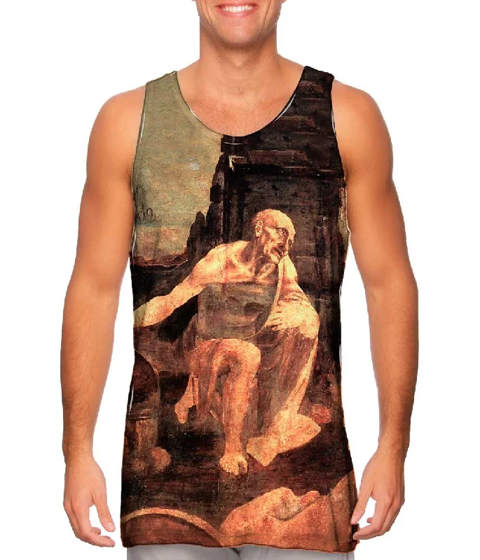 Scoop Neck Women's Linen Blend Tank Tops for SummerLeonardo Da Vinci - "St Jerome In The Wilderness" (1480)