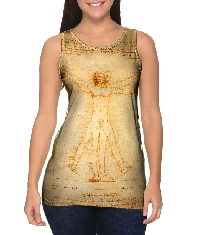 Women's Button - Down Tank Tops in Striped PatternsLeonardo da Vinci - "Vitruvian Man" (1490)