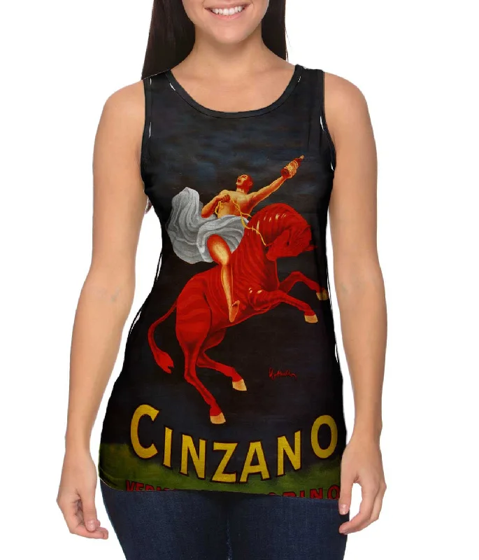 Scoop Neck Women's Linen Blend Tank Tops for SummerLeonetto Cappiello 005 - "Vermouth Cinzano" (1921)