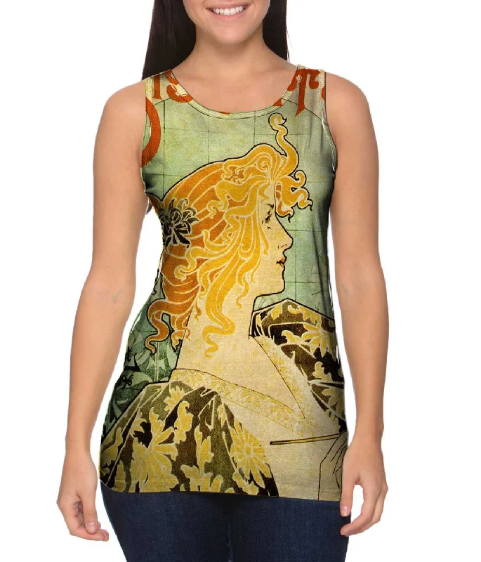 Plus Size Women's Ruffled Hem Tank Tops with Floral PrintsLeonetto Cappiello - "Maurin Quina" (1906)