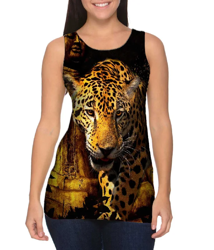 Square Neck Women's Organic Cotton Tank Tops in Earth TonesLeopard 001