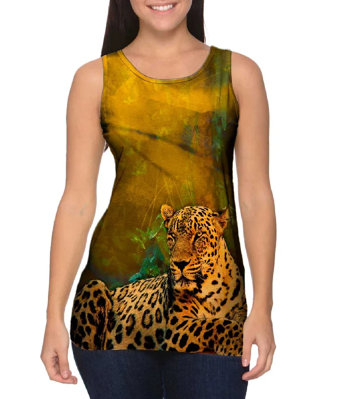 Mock Neck Women's Performance Tank Tops for CyclingLeopard 006