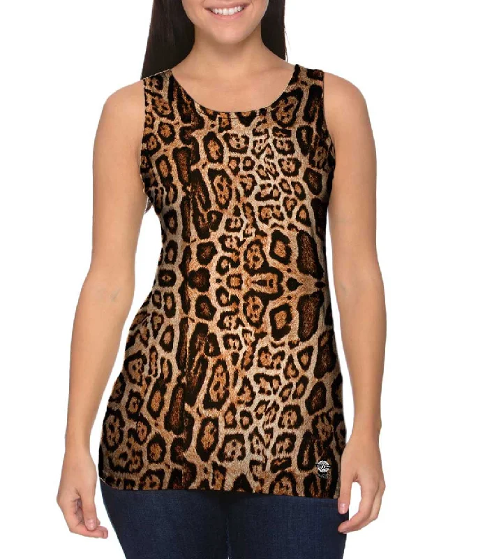 Plus Size Women's Puff - Sleeve Tank Tops in Pastel HuesLeopard Skin Pattern