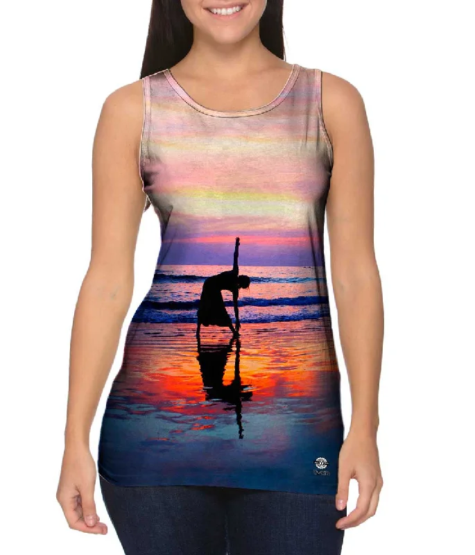 V - Neck Women's Moisture - Wicking Tank Tops for RunningLight Yoga At Sunset