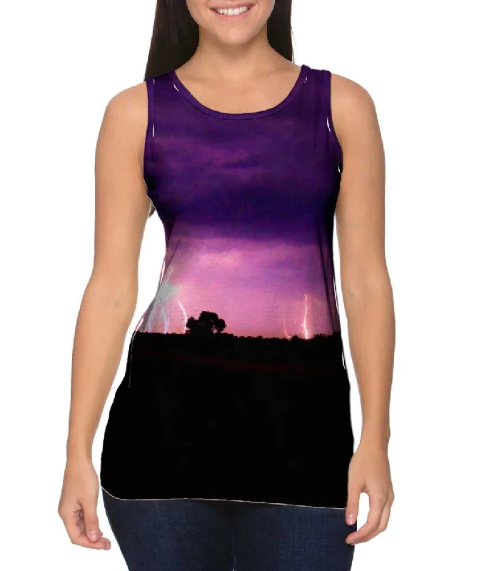 V - Neck Women's Moisture - Wicking Tank Tops for RunningLightning Horizon