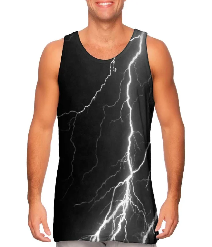 Mock Neck Women's Performance Tank Tops for CyclingLightning Storm Black White