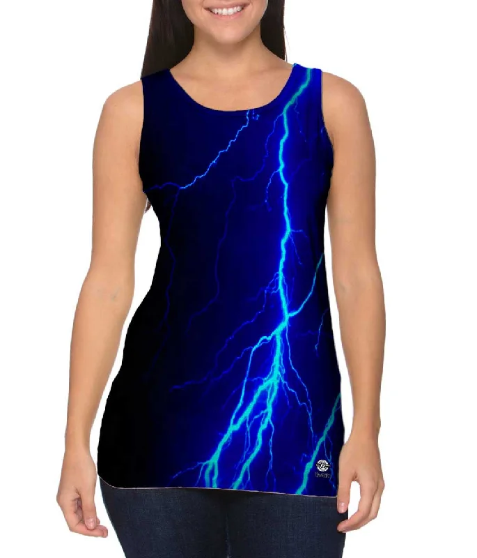 V - Neck Women's Moisture - Wicking Tank Tops for RunningLightning Storm Blue