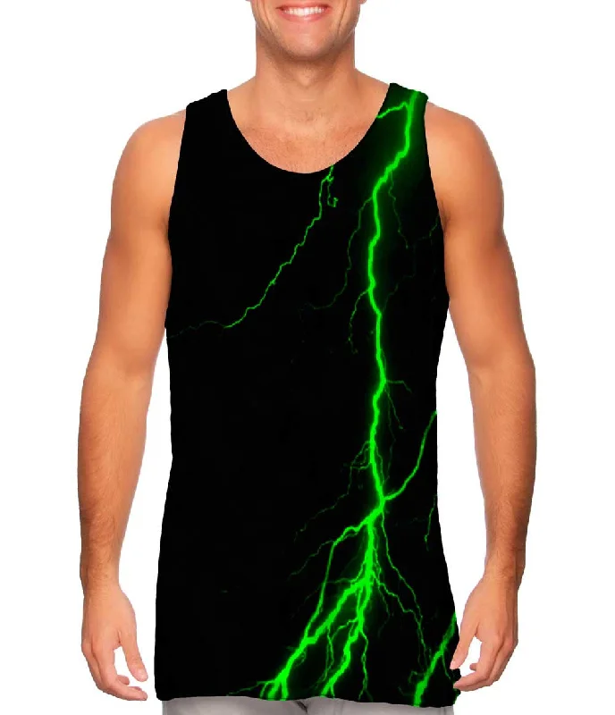 Plunge Neck Women's Seamless Tank Tops for a Smooth FitLightning Storm Green