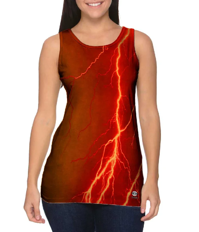 Square Neck Women's Organic Cotton Tank Tops in Earth TonesLightning Storm Orange Brown