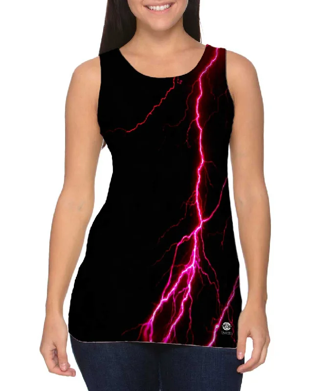 One - Shoulder Women's Rayon Blend Tank Tops for a Flowy LookLightning Storm Pink Black