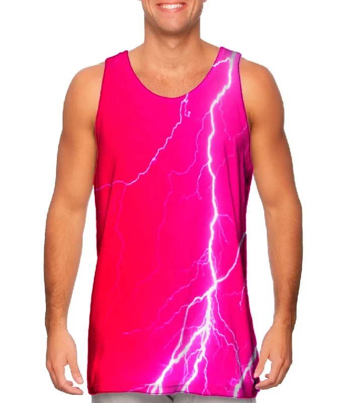 Women's Spaghetti Strap Tank Tops with Geometric PatternsLightning Storm Pink