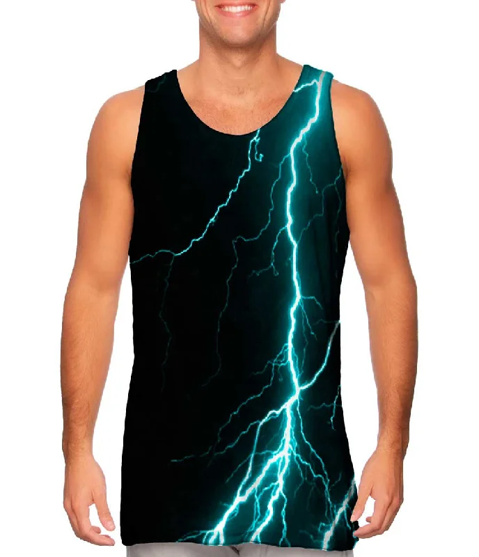 Women's Longline Tank Tops with Abstract PrintsLightning Storm Turquoise