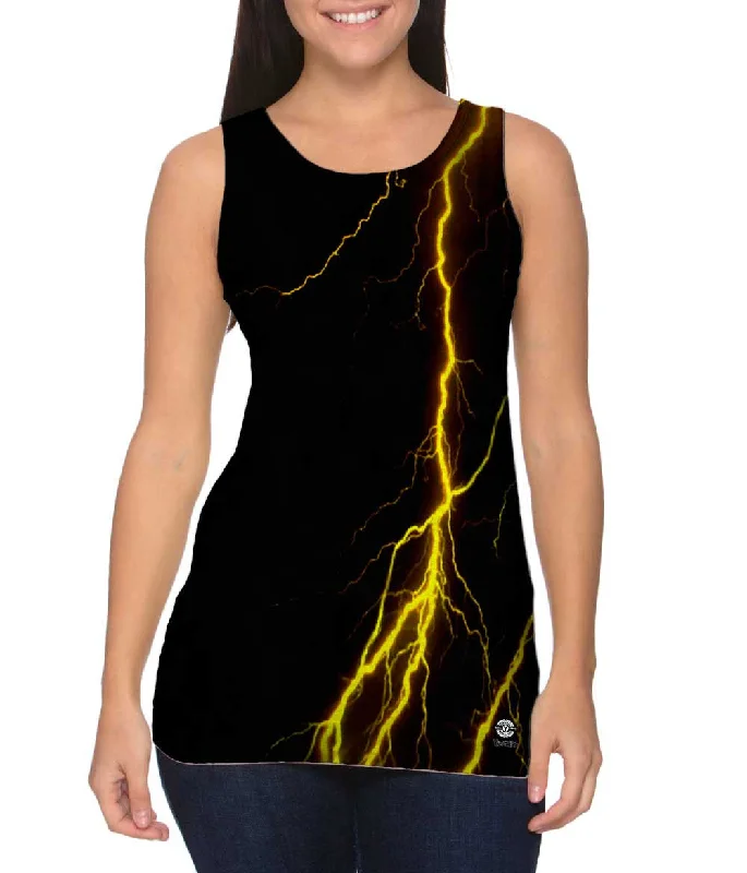 Women's Spaghetti Strap Tank Tops with Geometric PatternsLightning Storm Yellow