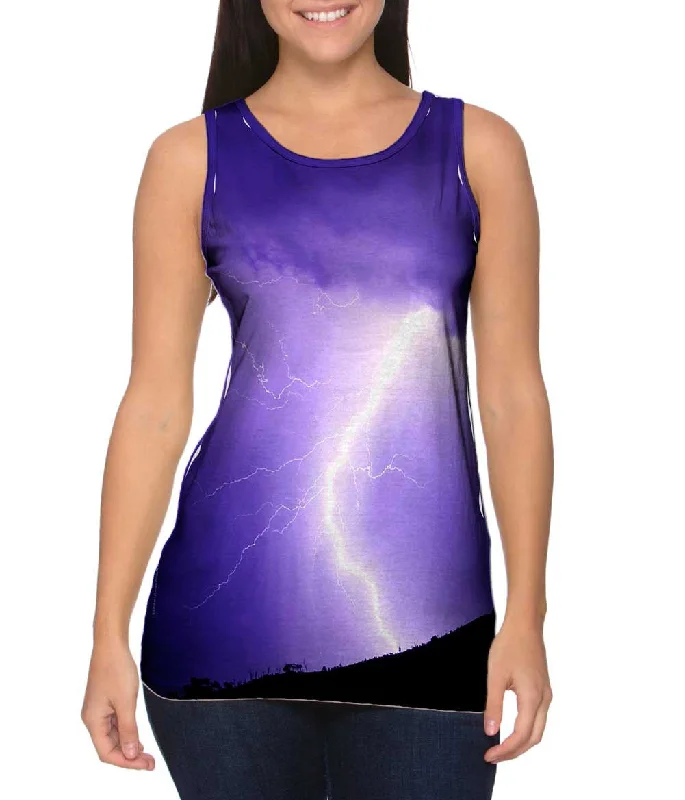 Crew Neck Women's Sustainable Tank Tops Made from Recycled MaterialsLightning Strike Purple