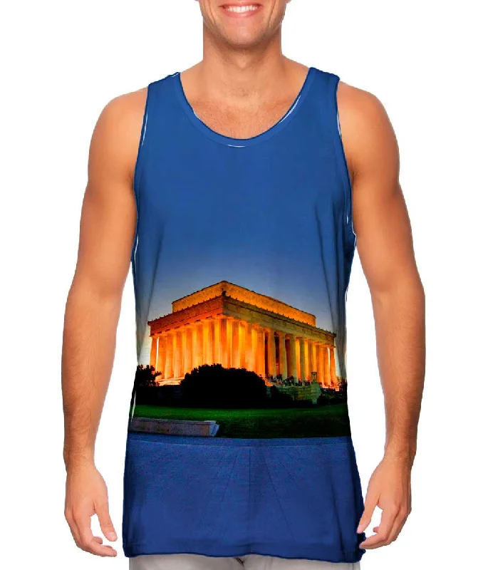 Plus Size Women's Criss - Cross Back Tank Tops in Neon ColorsLincoln Memorial Sunset