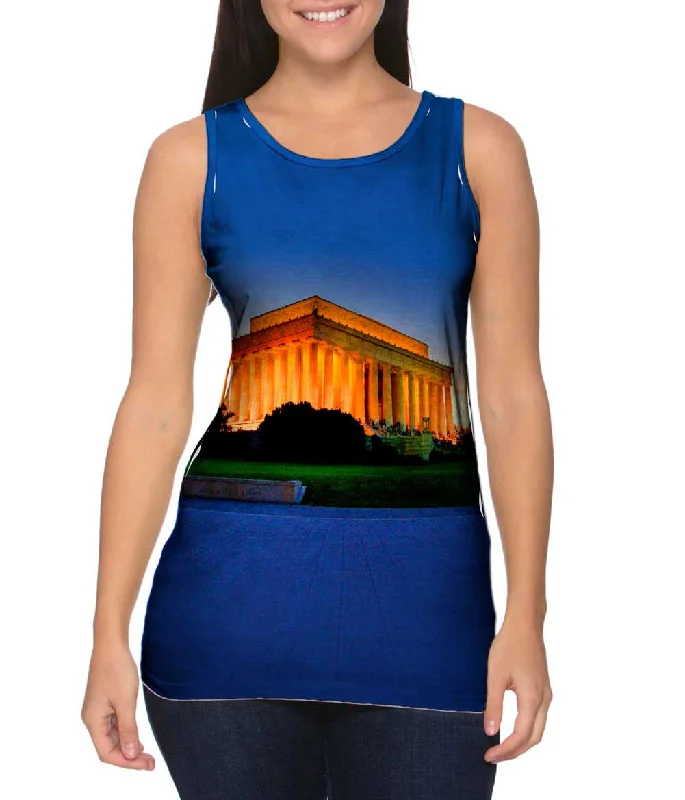 High - Neck Women's Silk Blend Tank Tops for a Luxurious FeelLincoln Memorial Sunset