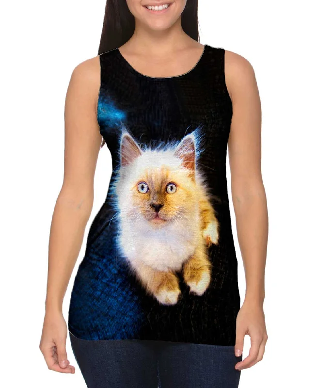 Mock Neck Women's Performance Tank Tops for CyclingLittle Kitty Cat Cat