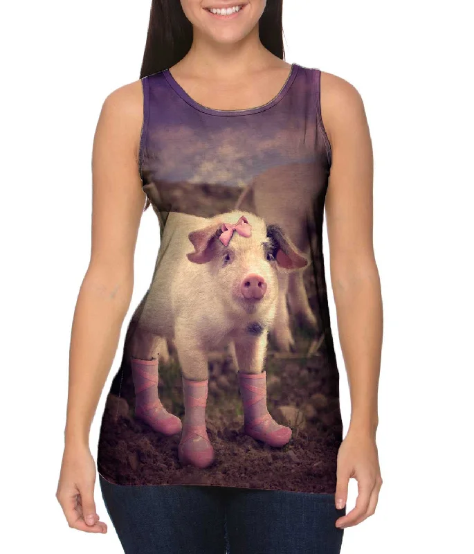 Women's Longline Tank Tops with Abstract PrintsLittle Miss Pig Boots