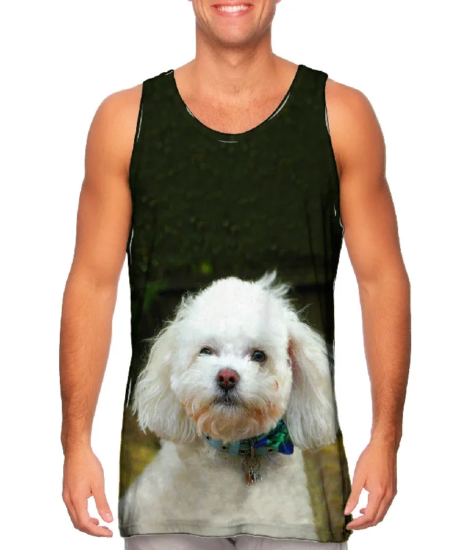 Mock Neck Women's Performance Tank Tops for CyclingLittle White Poodle