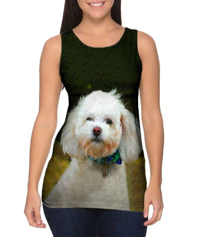 Women's Cropped Tank Tops with Vintage Band LogosLittle White Poodle