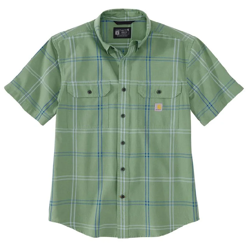 Loose Fit Midweight Short-Sleeved Plaid Shirt - Loden Frost