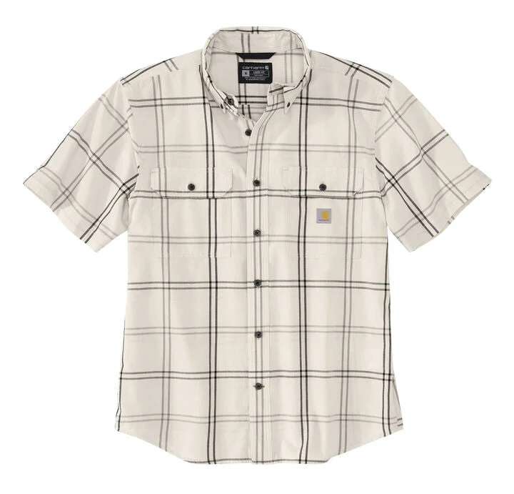 Loose Fit Midweight Short-Sleeved Plaid Shirt, Malt