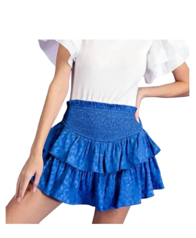 Plus Size Women Shorts with a Comfortable and Stylish FitSmocked Ruffle Mini Skort In Royal Blue