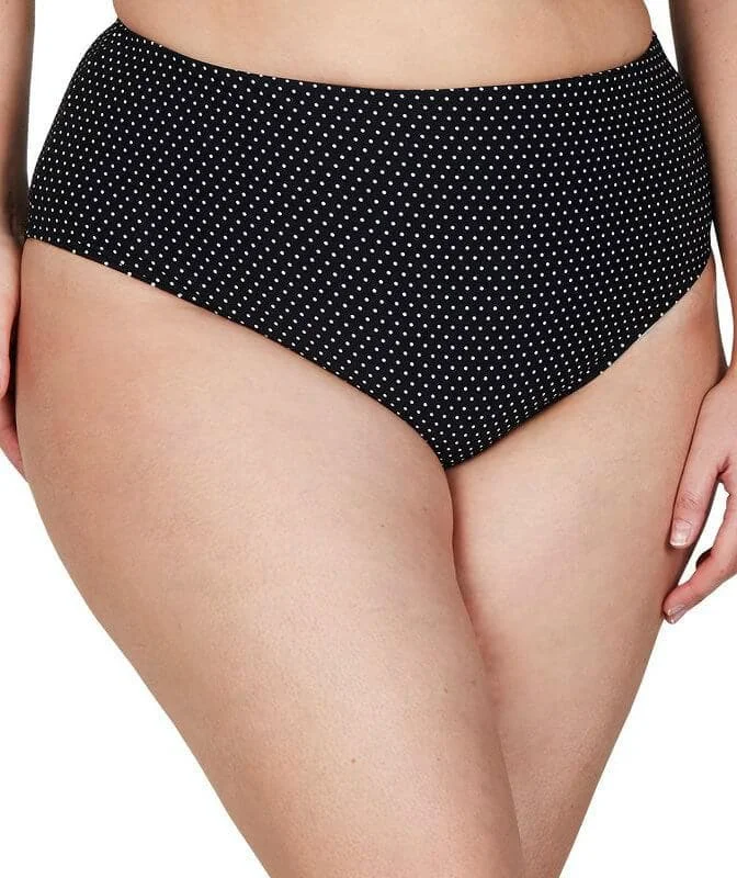 Monokini - style bikini with a unique one - piece - meets - bikini designArtesands Polka Rococo Hi Leg High Waist Swim Brief - Black