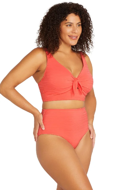 Push - up bikini top to enhance the bust for a confident beach appearanceAria Coral Renoir High Waist Swim Pant