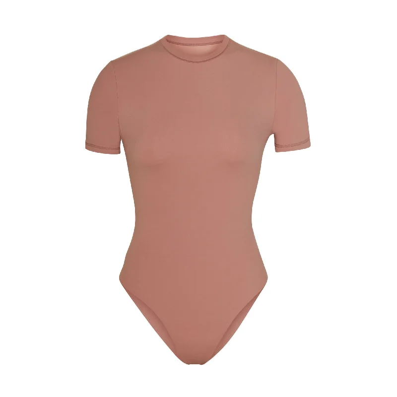 Long - Sleeve Bodysuits for Cold Weather LayeringFITS EVERYBODY T-SHIRT BODYSUIT | ROSE CLAY