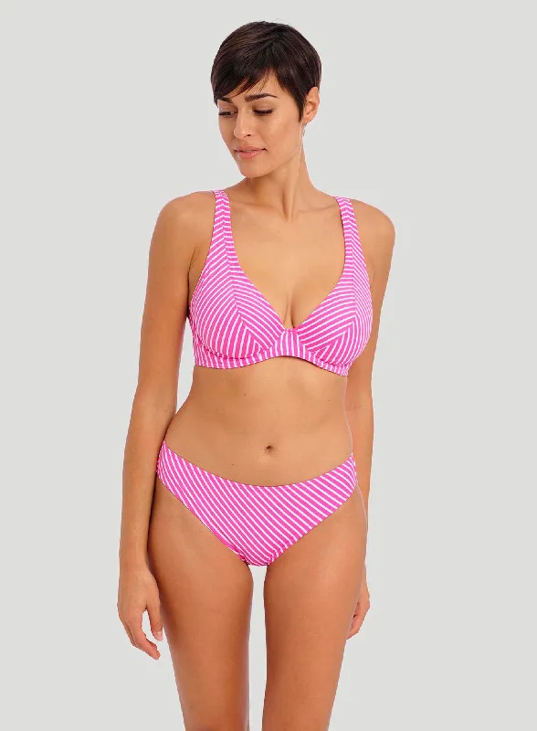 Floral - printed bikini for a feminine and colorful beach vibeFreya Swimwear: Jewel Cove Bikini Brief Stripe Raspberry