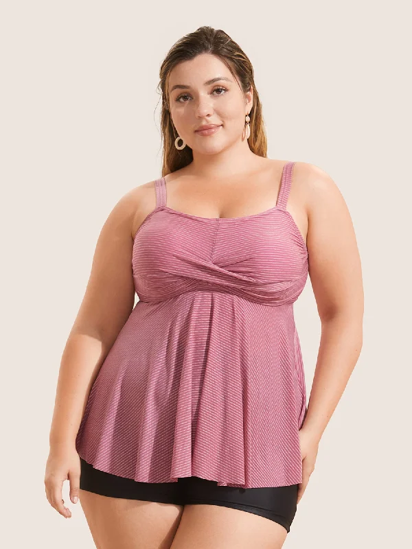 Plain Twist Front Gathered Swim Top