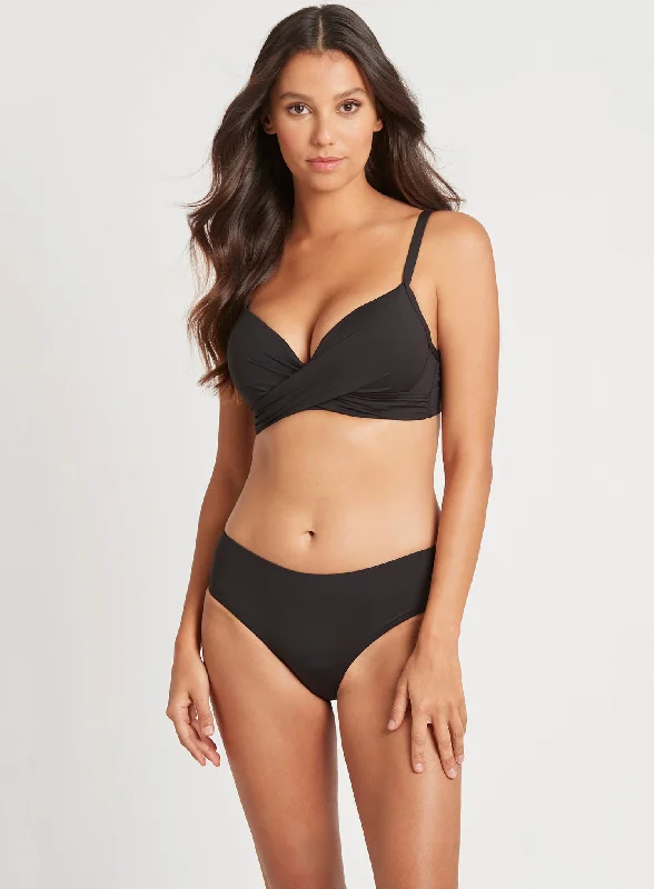 Ruched bikini with fabric gathers for a slimming effectSea Level: Eco Essentials Mid Bikini Pant Black