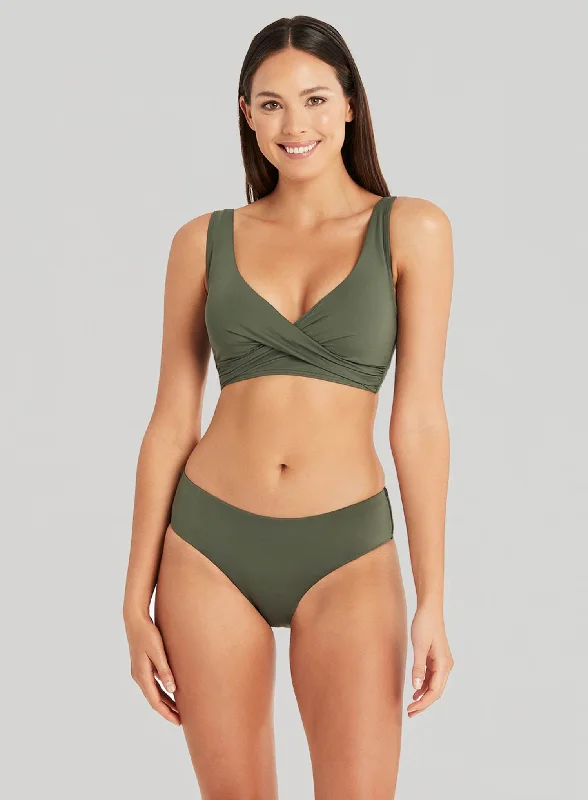 Neon - colored bikini to stand out on the beachSea Level: Eco Essentials Mid Bikini Pant Khaki