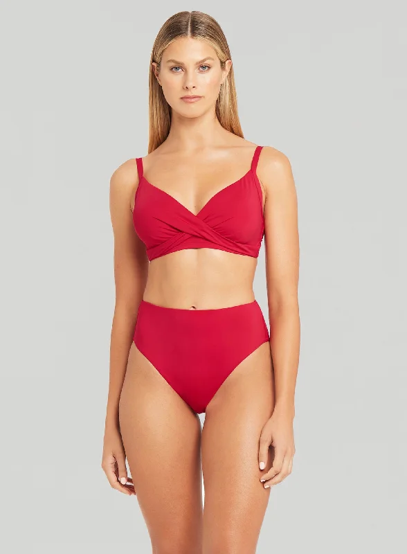 UV - protection bikini for safe sun exposure during beach daysSea Level: Eco Essentials Retro High Waist Bikini Pant Red