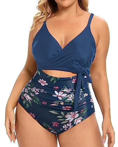 Ruched bikini with fabric gathers for a slimming effectPlus Size High Waisted One Piece Cutout Swimsuits