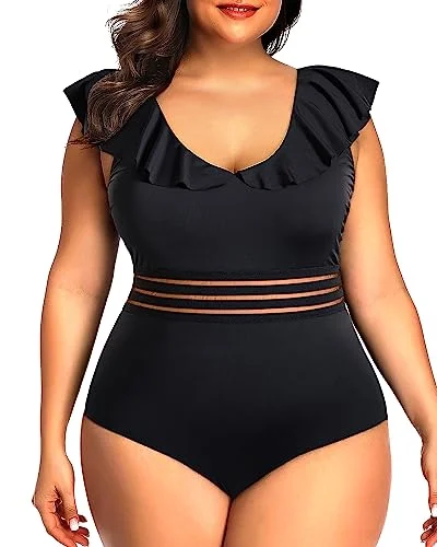 Tie - side bikini bottoms for an adjustable and stylish fitRuffled Plus Size Vintage One Piece Swimsuits