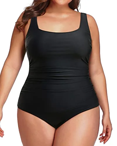 Push - up bikini top to enhance the bust for a confident beach appearanceWomen Plus Size Tummy Control Modest One Piece Swimsuits