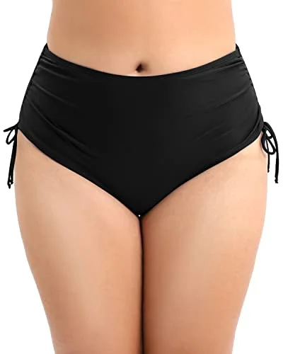 High - performance bikini with quick - drying fabric for active swimmersWomen's Plus Size High Waist Swimsuit Bottom Side Ties-Black