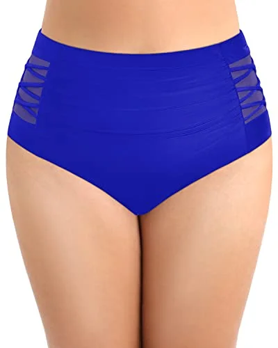 Sustainable bikini made from recycled materials for eco - conscious beachgoersFull Coverage Plus Size High Waisted Swim Bottom-Royal Blue