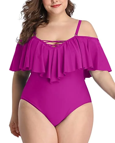 Striped bikini with a classic pattern for a timeless beach aestheticVintage Style Bathing Suits For Plus Size Women-Hot Pink